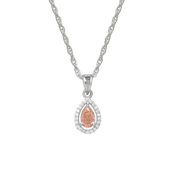 925 Silver Peach Teardrop Pendant