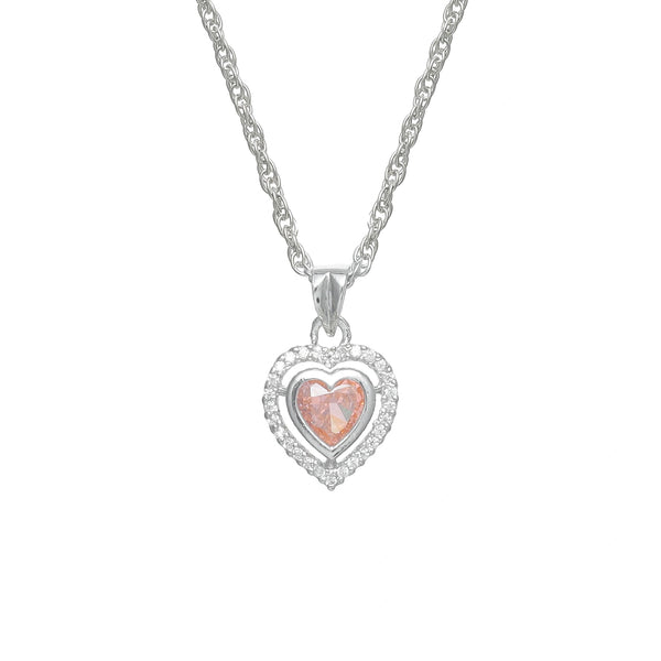925 Silver Peach Twin Heart Pendant