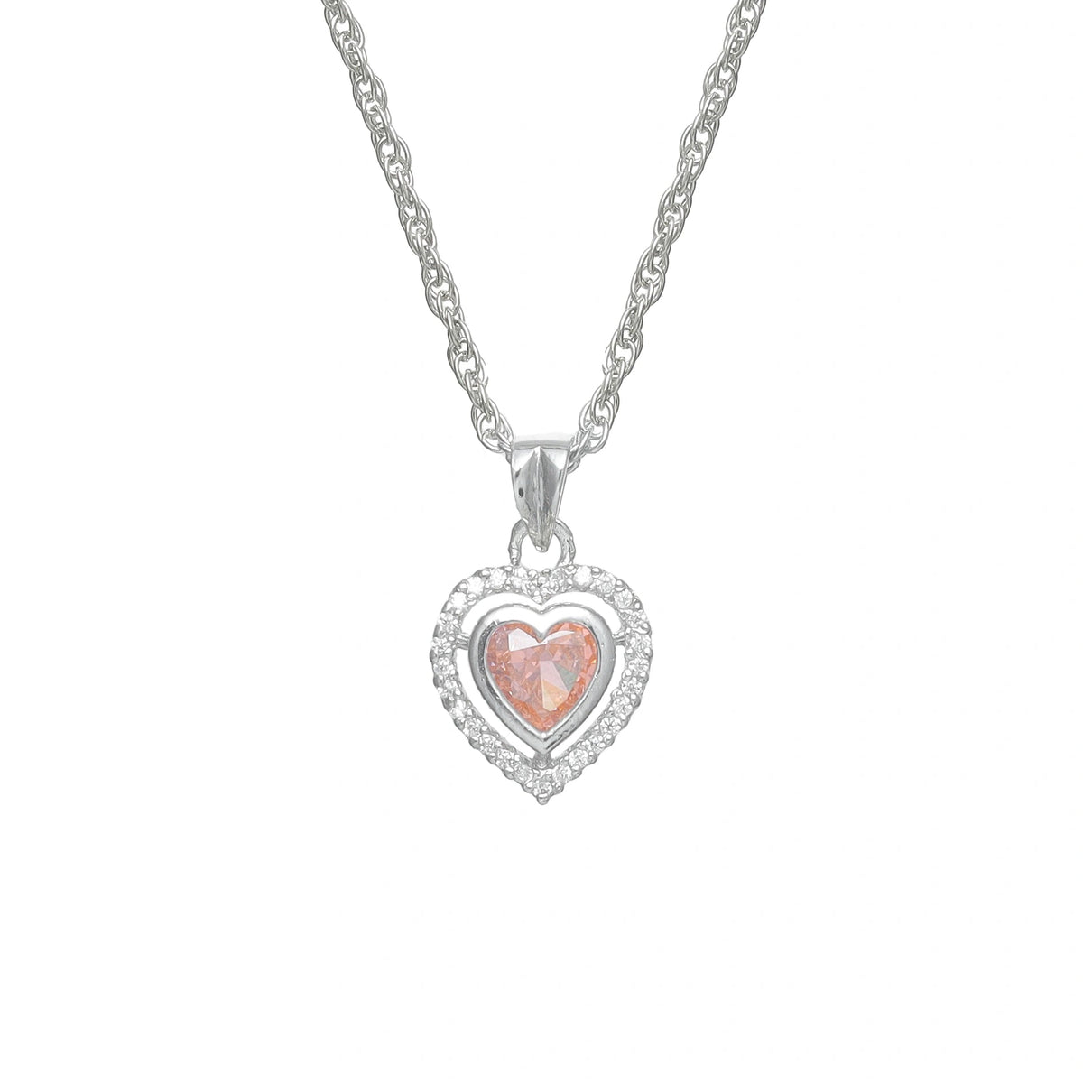 925 Silver Peach Twin Heart Pendant - 925 sterling silver pendant by Tassya Silver