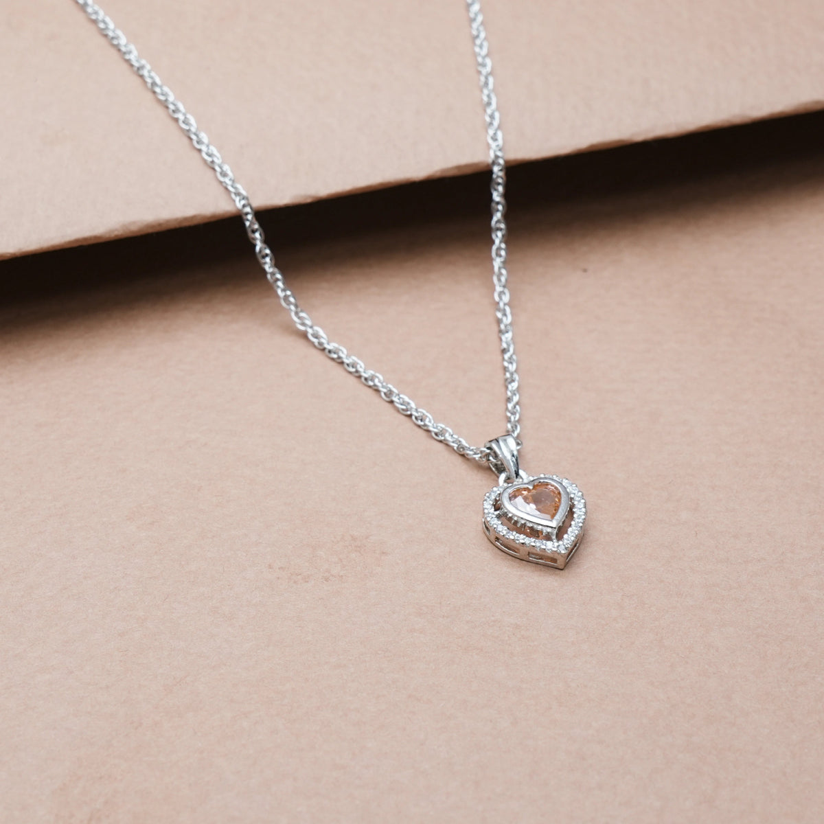 925 Silver Peach Twin Heart Pendant - 925 sterling silver pendant by Tassya Silver