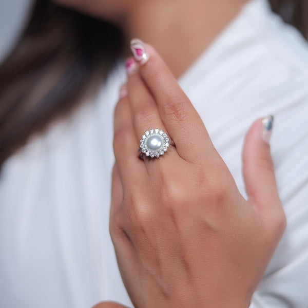 925 Silver Pearl Bloom Ring