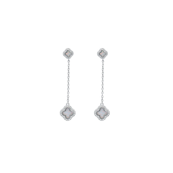 925 Silver Pearl Clover Earrings
