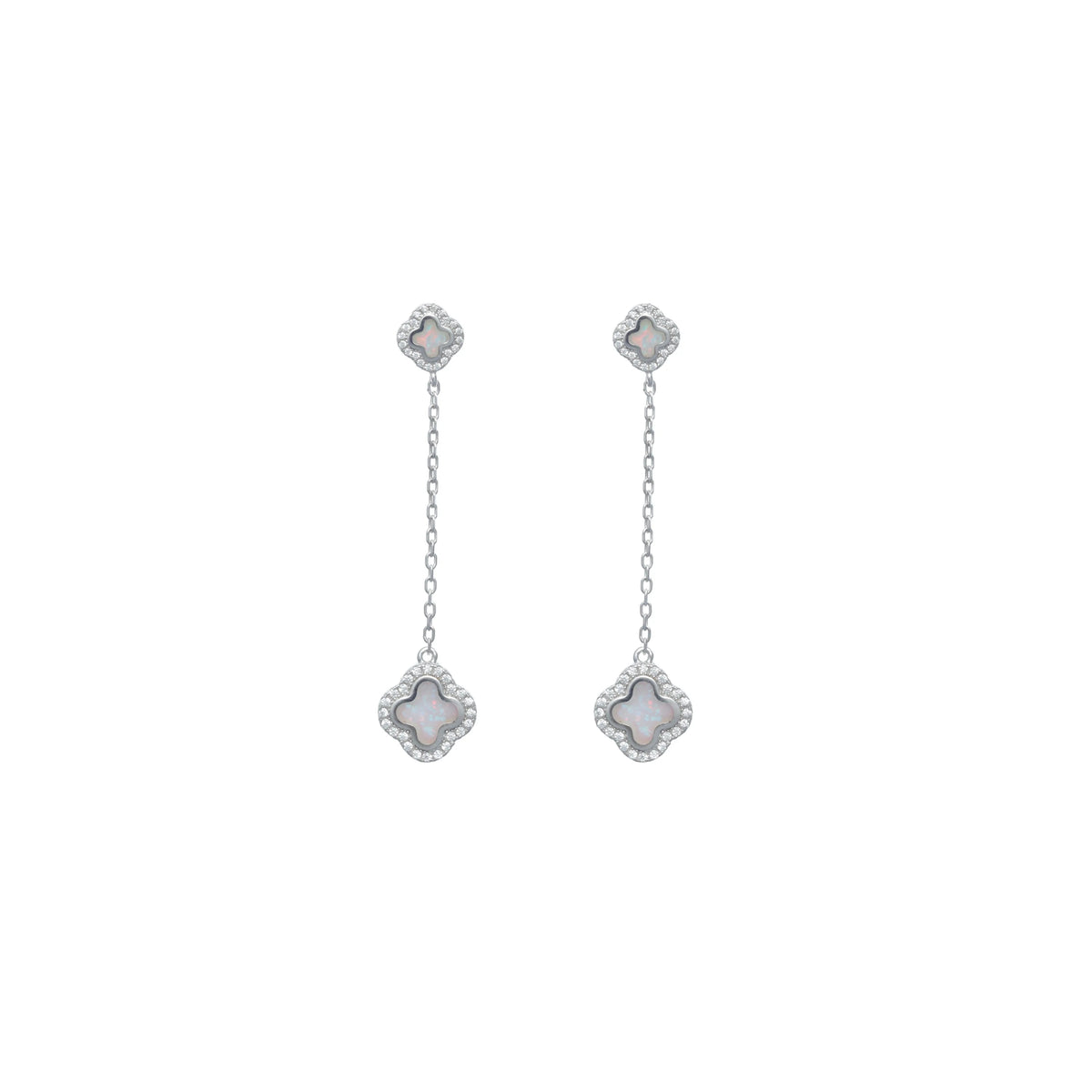 925 Silver Pearl Clover Earrings - 925 sterling silver earrings by Tassya Silver