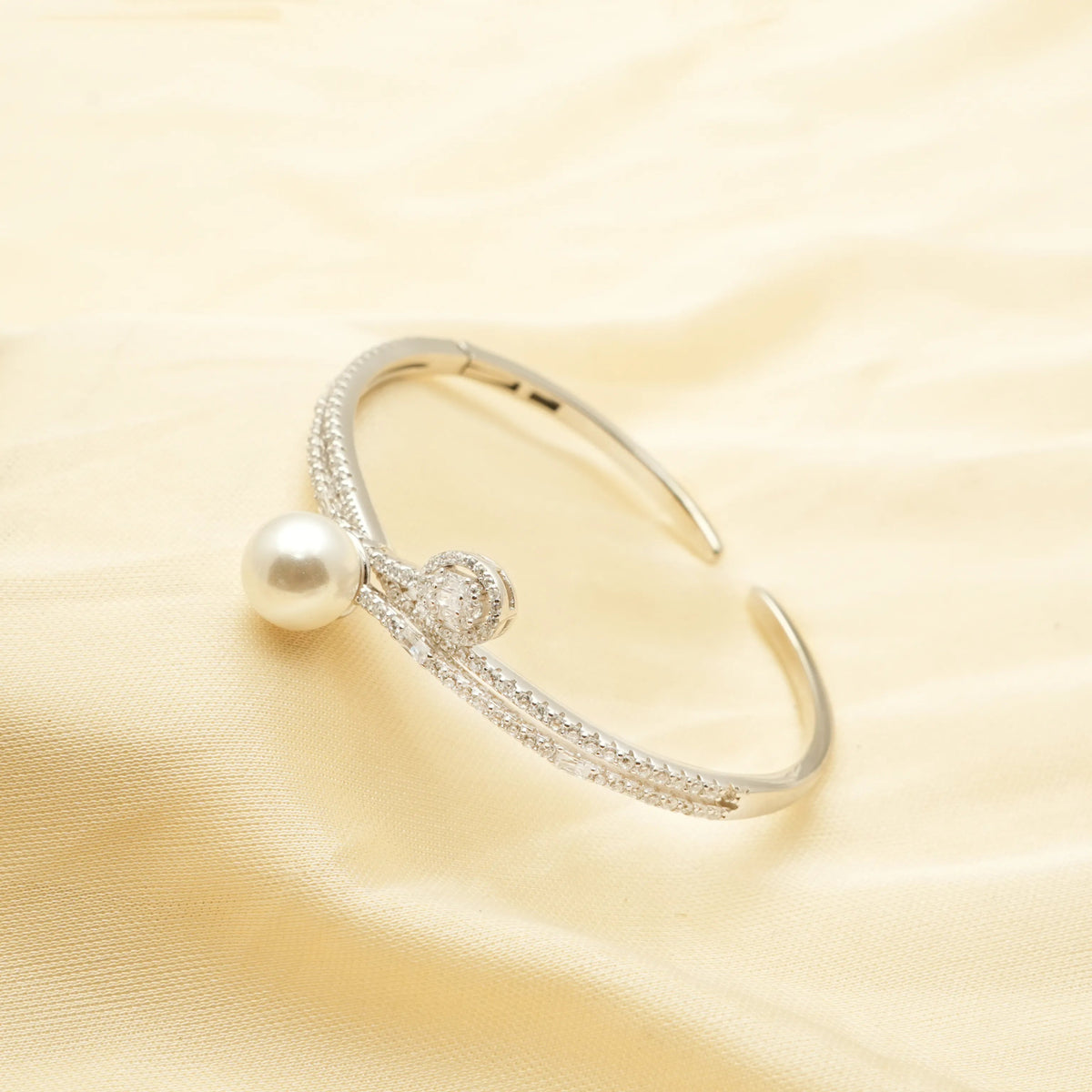 925 Silver Pearl Grace Cuff - 925 sterling silver bracelet by Tassya Silver