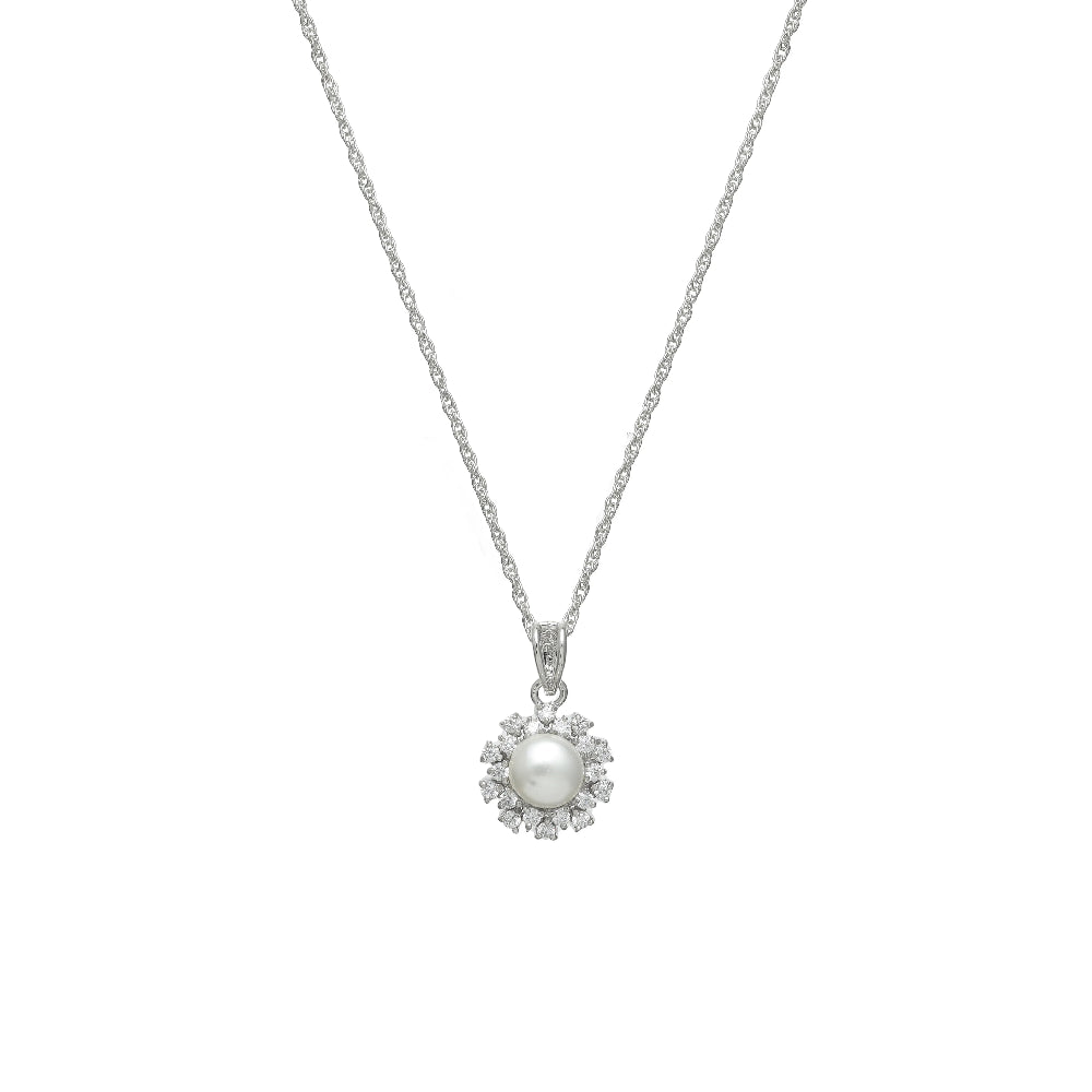 925 Silver Pearl Sunburst Pendant - 925 sterling silver pendant by Tassya Silver