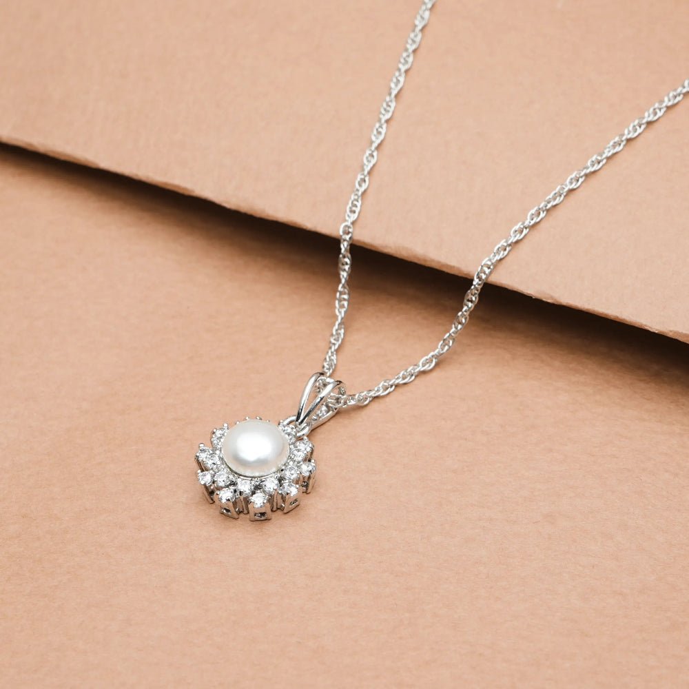 925 Silver Pearl Sunburst Pendant - 925 sterling silver pendant by Tassya Silver