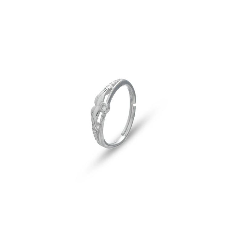 925 Silver Petal Crest Floral Ring - 925 sterling silver ring by Tassya Silver