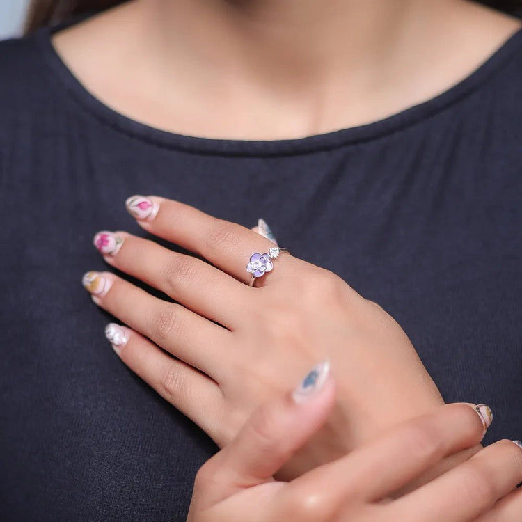 925 Silver Petal Whisper Floral Ring - 925 sterling silver ring by Tassya Silver