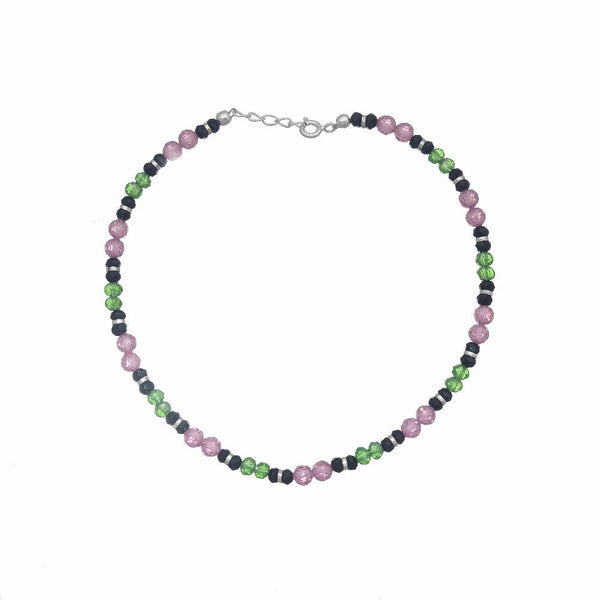 925 Silver Pink and Green Dream Anklet
