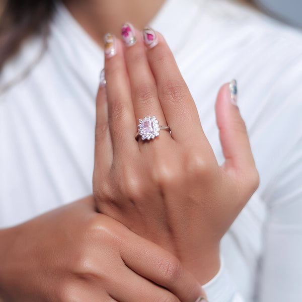 925 Silver Pink Bloom Ring