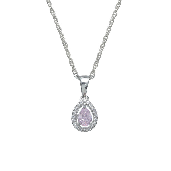 925 Silver Pink Blush Drop Pendant