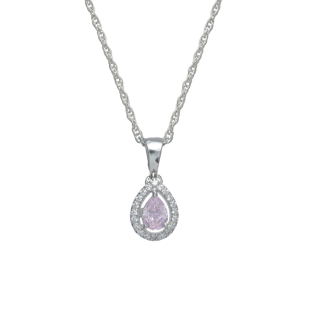 925 Silver Pink Blush Drop Pendant - 925 sterling silver pendant by Tassya Silver