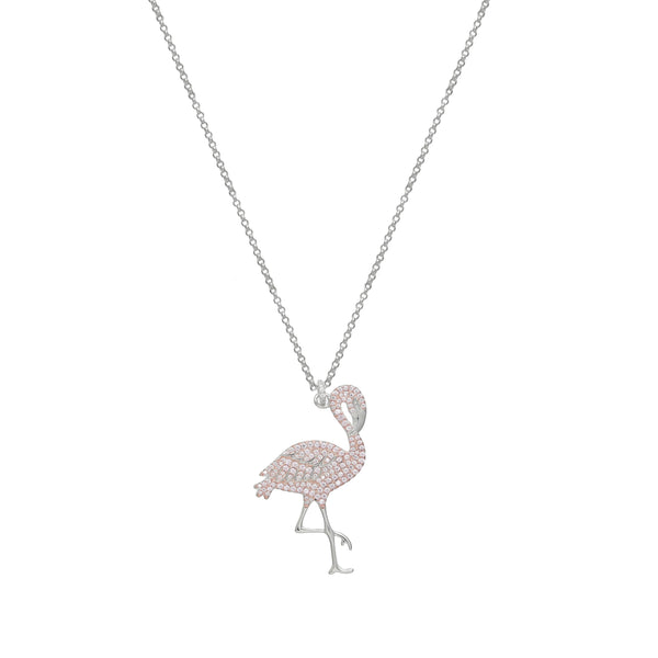 925 Silver Pink Blush Flamingo Pendant