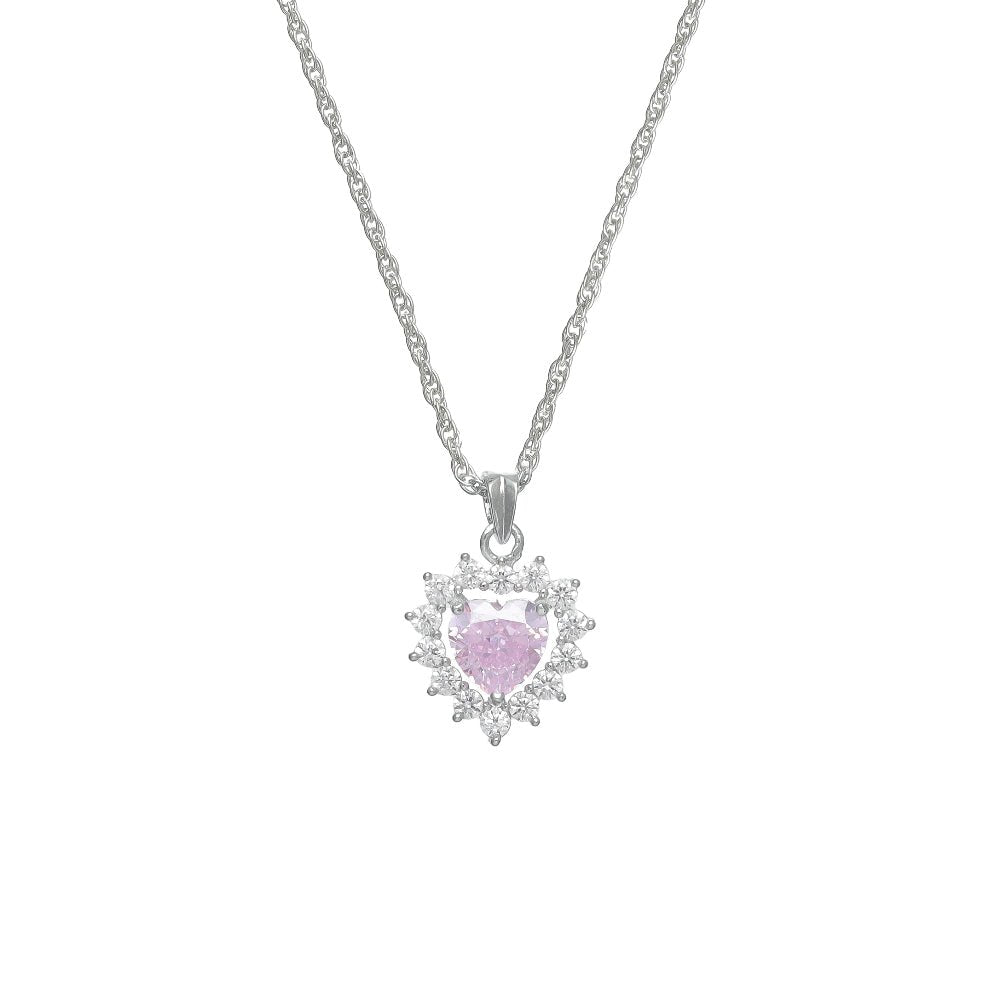 925 Silver Pink Celestial Heart Pendant - 925 sterling silver pendant by Tassya Silver