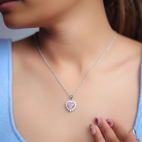 925 Silver Pink Celestial Heart Pendant