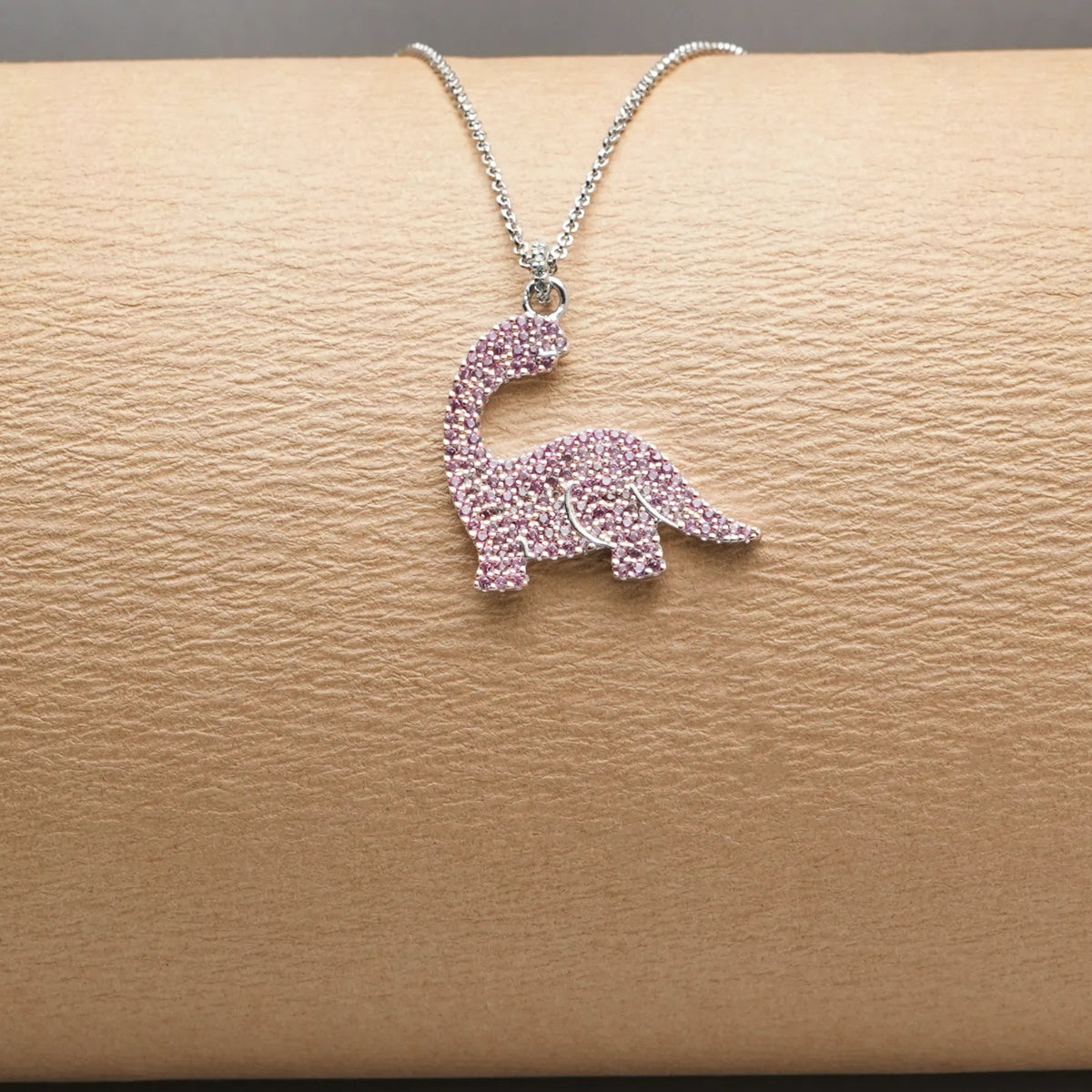 925 Silver Pink Dino Spark Pendant - 925 sterling silver pendant by Tassya Silver