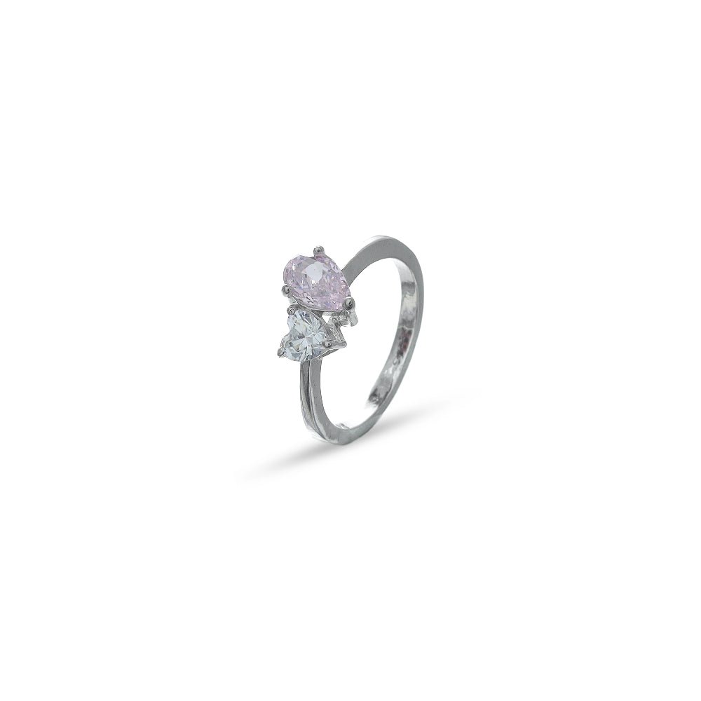 925 Silver Pink Drop Ring - 925 sterling silver ring by Tassya Silver