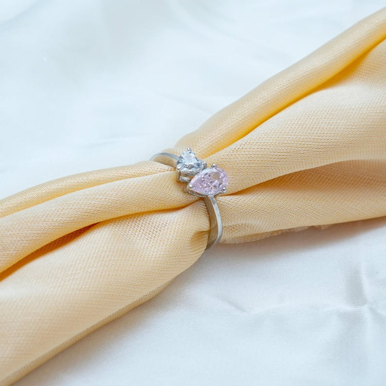 925 Silver Pink Drop Ring - 925 sterling silver ring by Tassya Silver