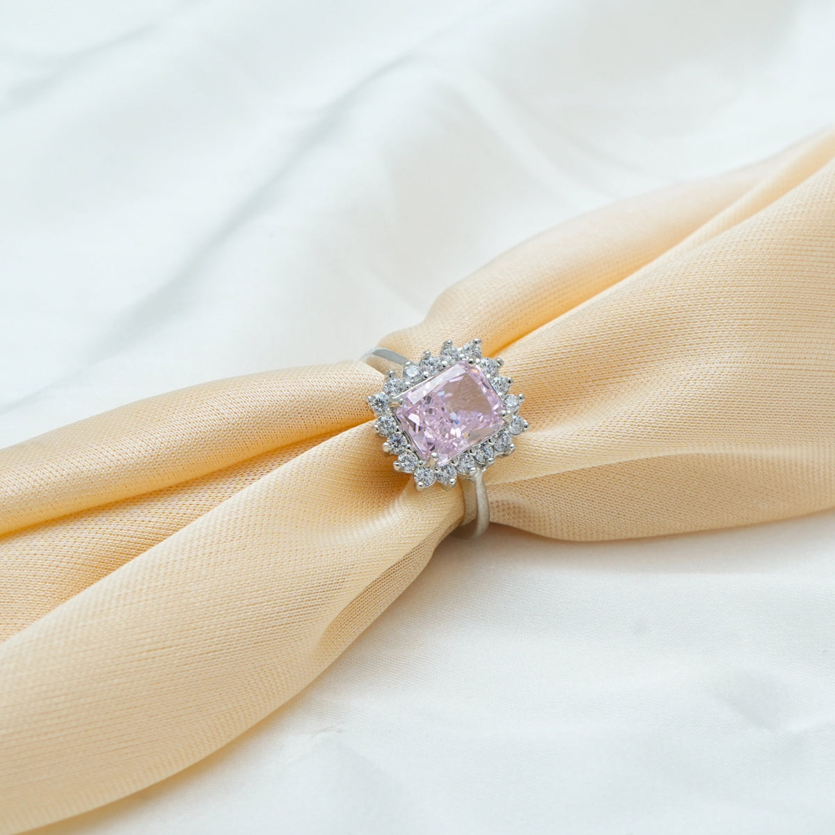 925 Silver Pink Glow Ring - 925 sterling silver ring by Tassya Silver