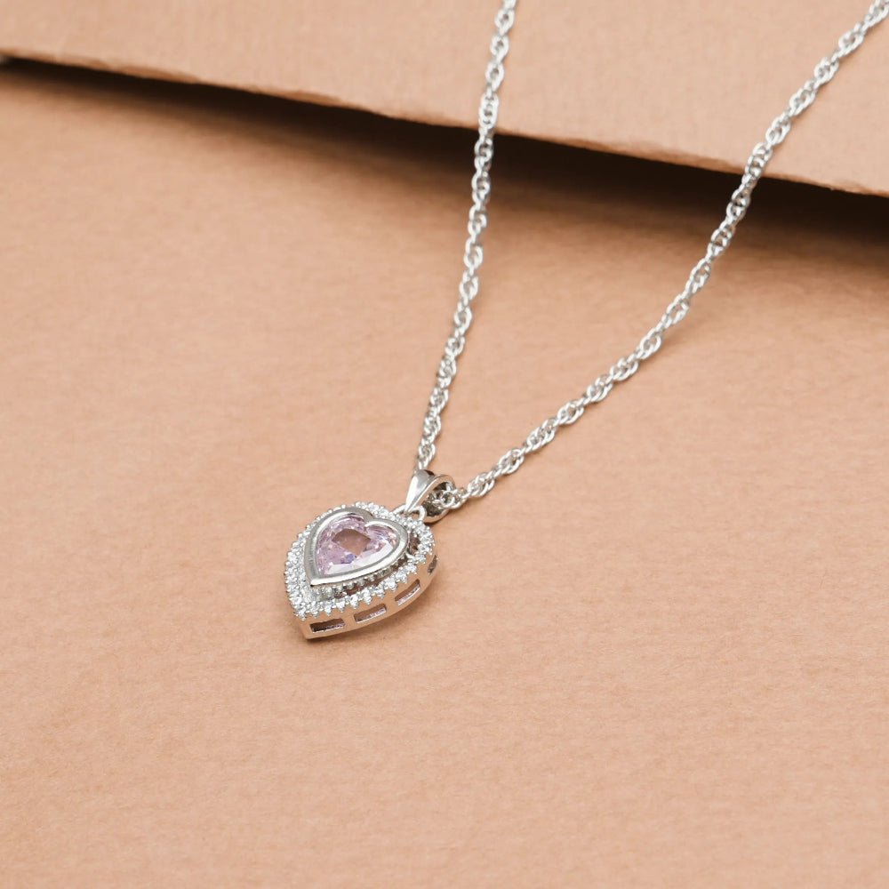 925 Silver Pink Heart Pendant - 925 sterling silver pendant by Tassya Silver