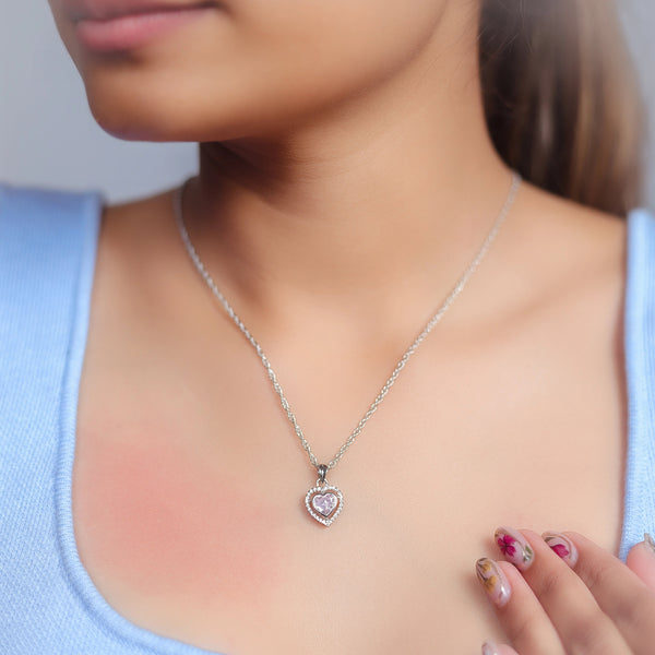 925 Silver Pink Heart Pendant