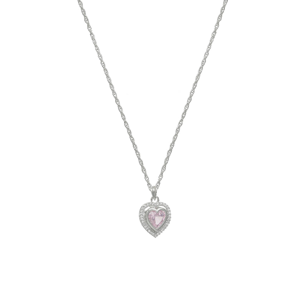925 Silver Pink Heart Pendant - 925 sterling silver pendant by Tassya Silver
