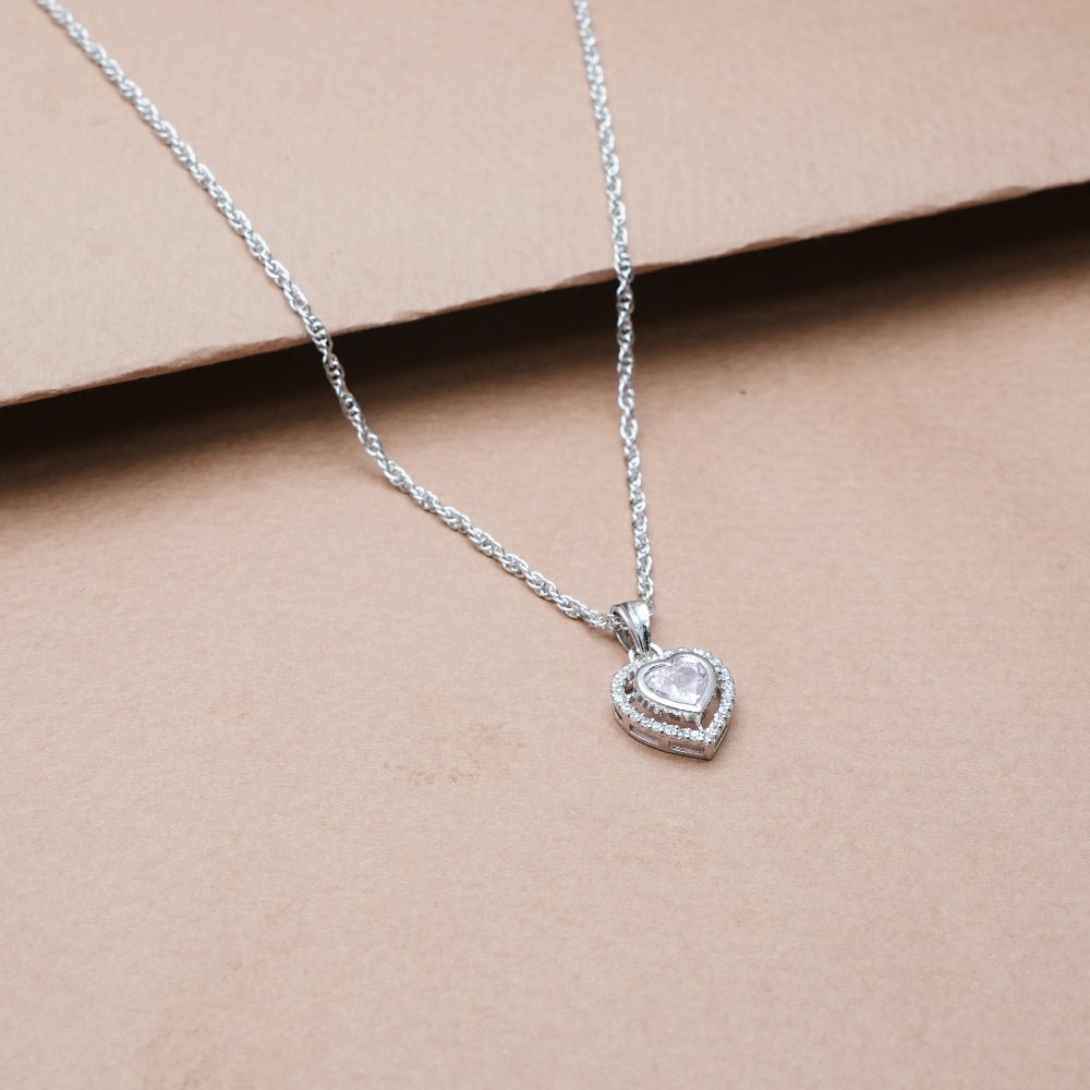 925 Silver Pink Heartbeat Glow Pendant - 925 sterling silver pendant by Tassya Silver