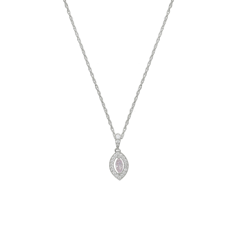 925 Silver Pink Marquise Drop Pendant - 925 sterling silver pendant by Tassya Silver