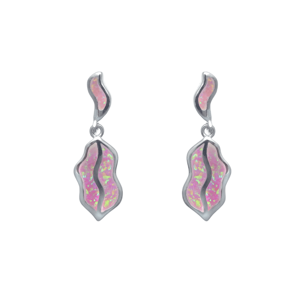 925 Silver Pink Opal Drop Earrings