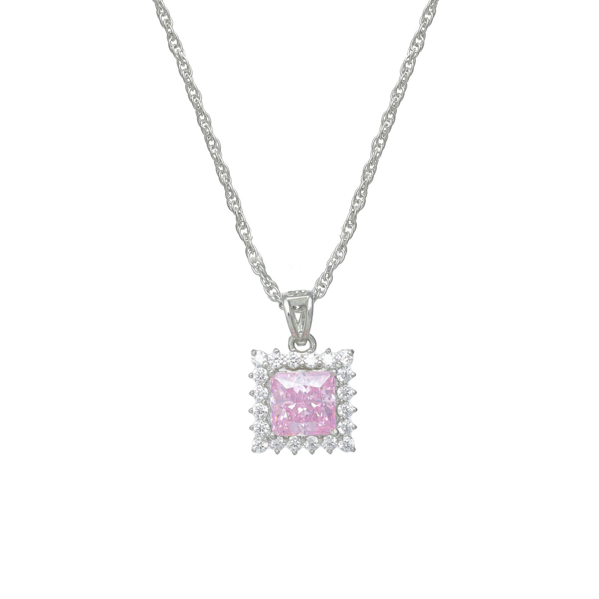 925 Silver Pink Radiant Pendant - 925 sterling silver pendant by Tassya Silver