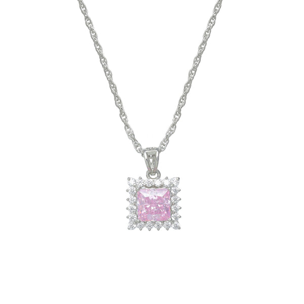 925 Silver Pink Radiant Pendant