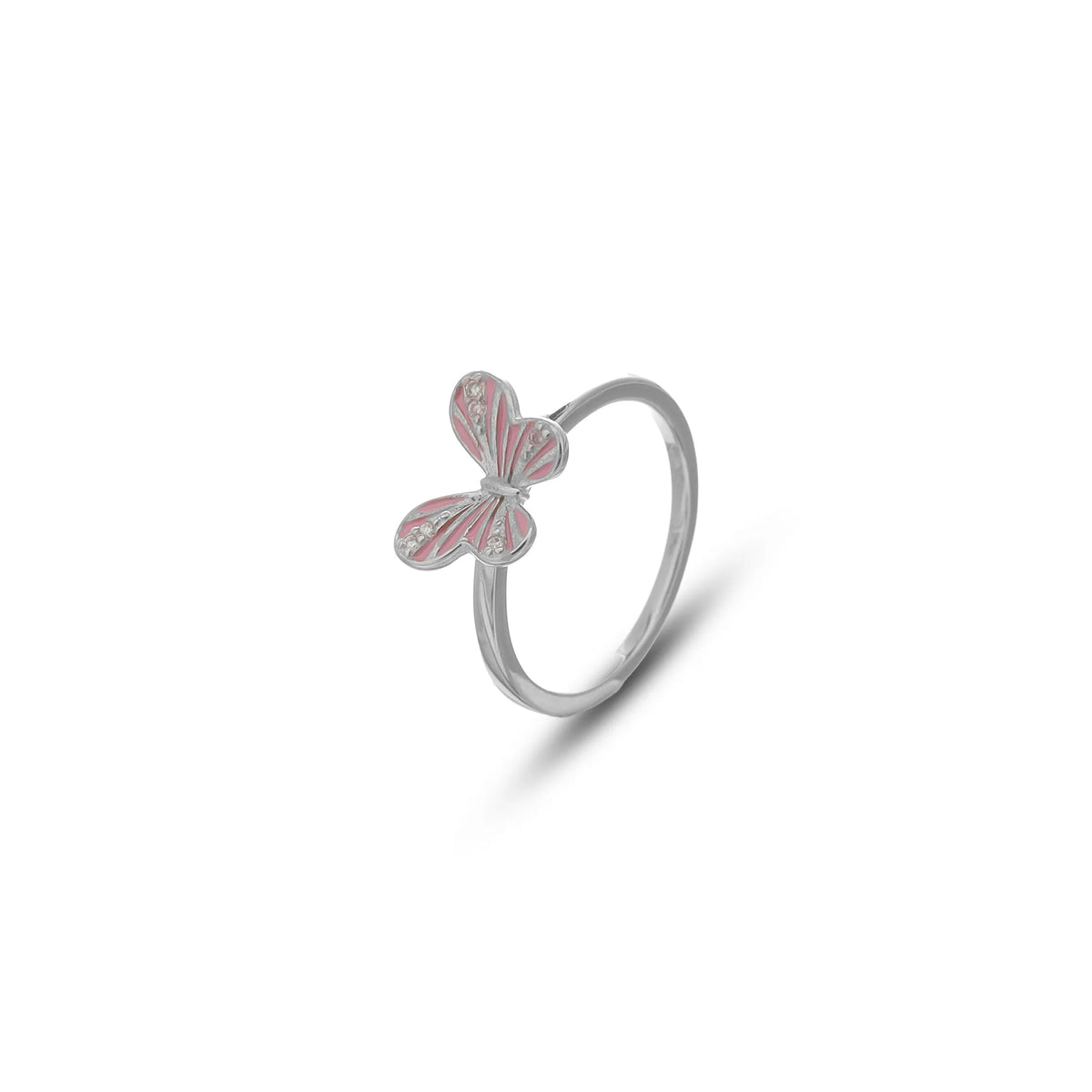925 Silver Pink Textured Butterfly Ring - 925 sterling silver ring by Tassya Silver