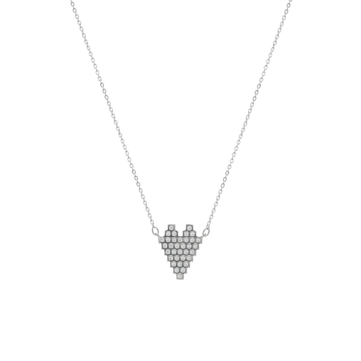 925 Silver Pixel Heart Pendant - 925 sterling silver pendant by Tassya Silver