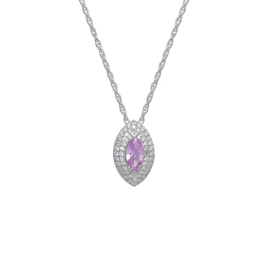 925 Silver Purple Marquise Halo Pendant - 925 sterling silver pendant by Tassya Silver