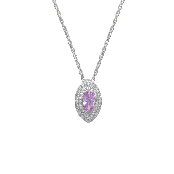 925 Silver Purple Marquise Halo Pendant