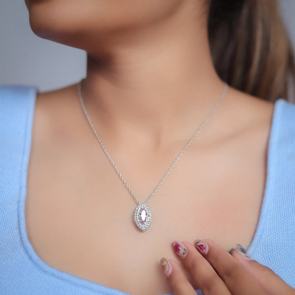 925 Silver Purple Marquise Halo Pendant