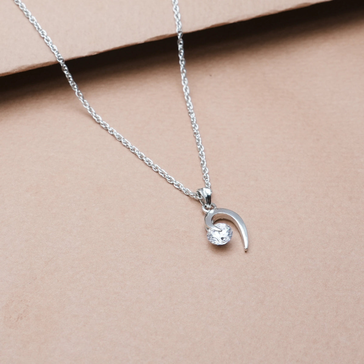 925 Silver Radiance Curve Pendant - 925 sterling silver pendant by Tassya Silver