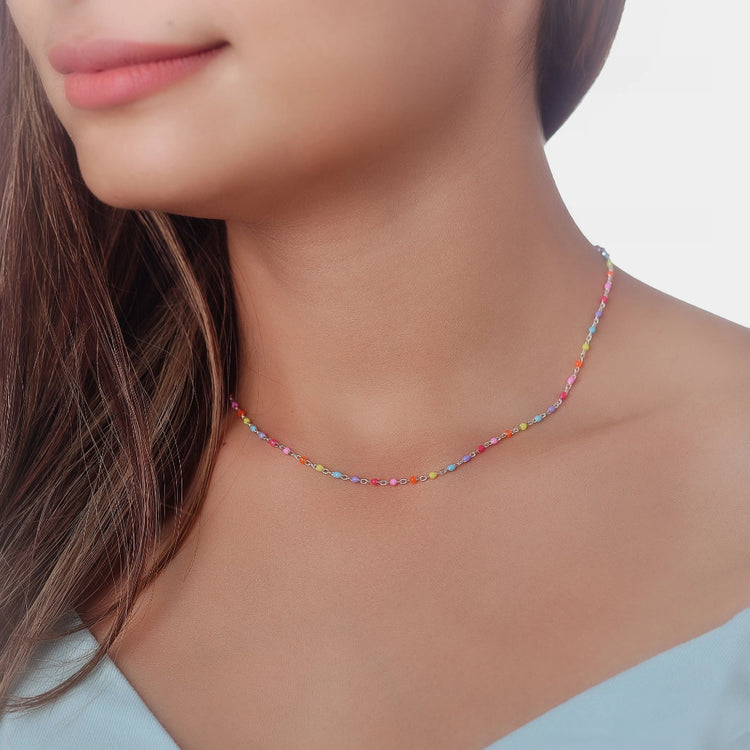 925 Silver Rainbow Bead Pendant - 925 sterling silver pendant by Tassya Silver