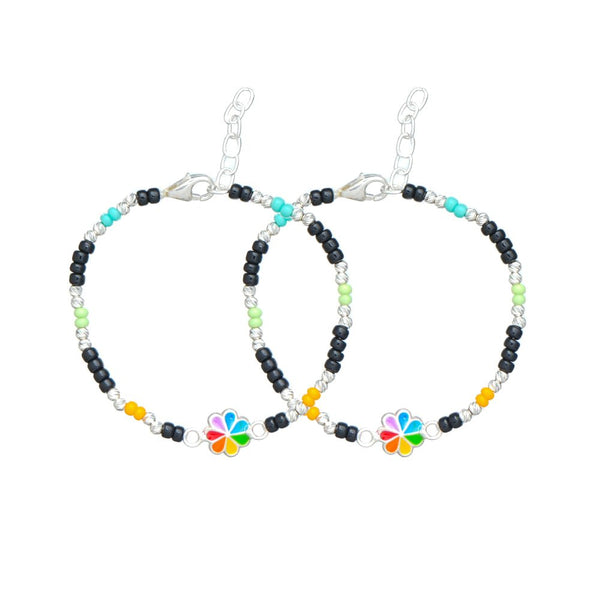 925 Silver Rainbow Flower Bracelet