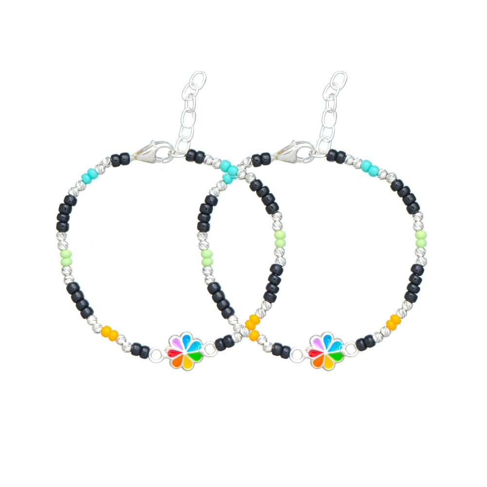 925 Silver Rainbow Flower Bracelet - 925 sterling silver bracelet by Tassya Silver