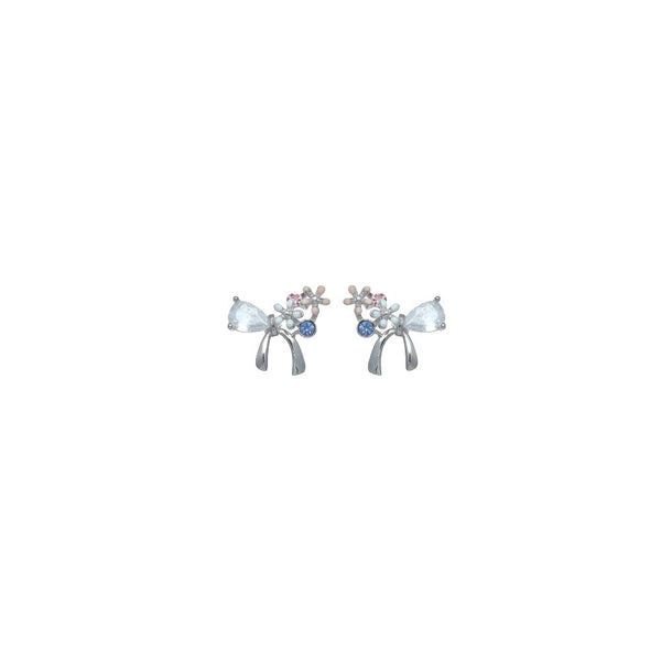 925 Silver Ribbon Bloom Earrings for Baby
