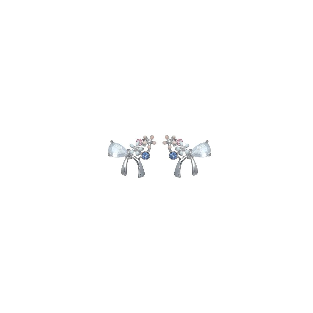 925 Silver Ribbon Bloom Earrings for Baby - 925 sterling silver earrings by Tassya Silver