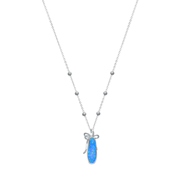 925 Silver Ribbon Opal Chain Pendant