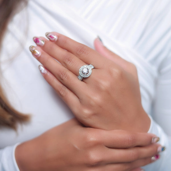 925 Silver Round Diamond Sparkle Ring