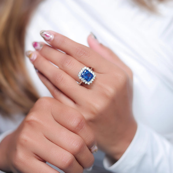 925 Silver Royal Blue Ring