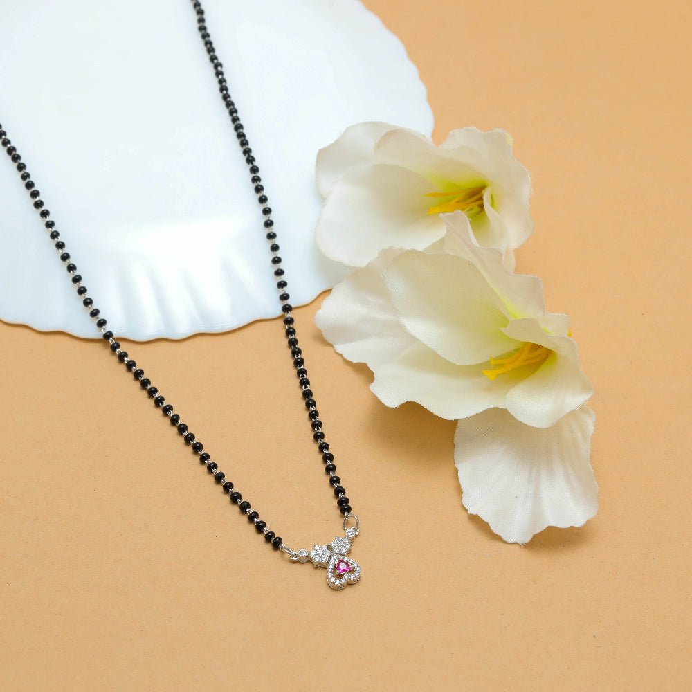 925 Silver Ruby Heart Mangalsutra - 925 sterling silver mangalsutra by Tassya Silver