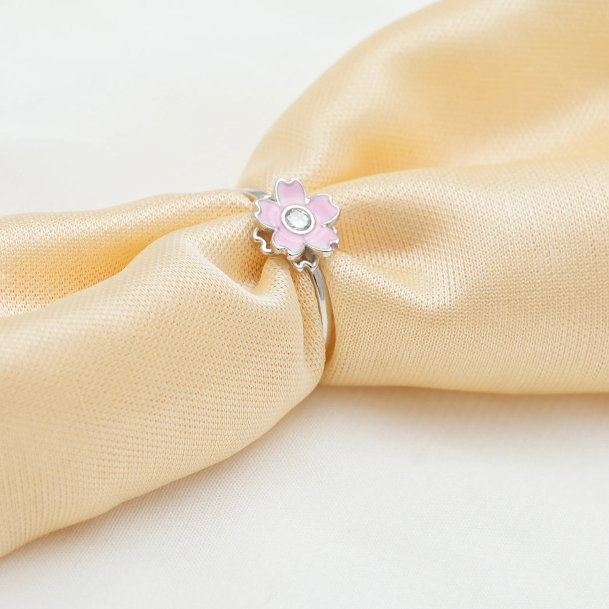 925 Silver Sakura Shine Floral Ring - 925 sterling silver ring by Tassya Silver