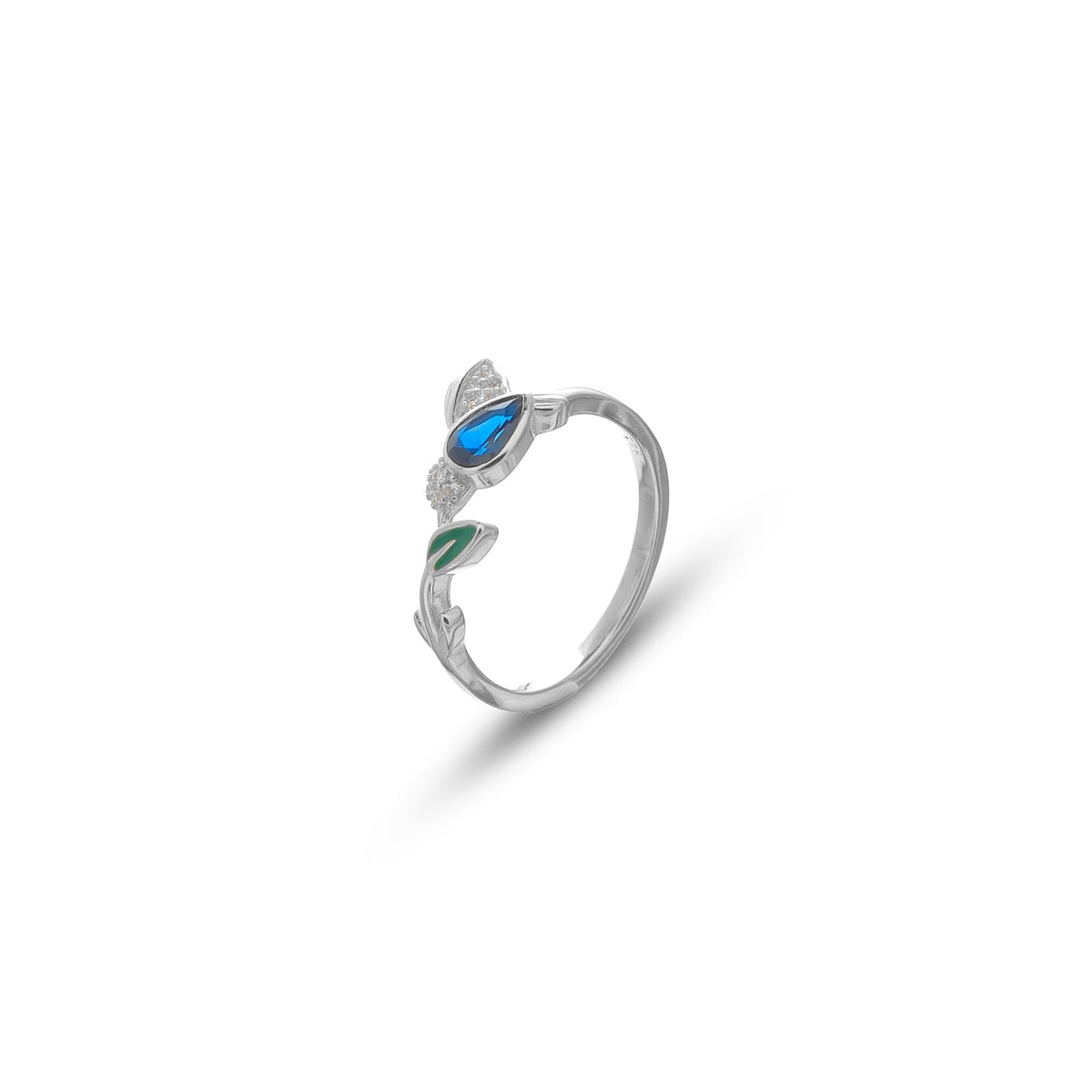 925 Silver Sapphire Bloom Vine Ring - 925 sterling silver ring by Tassya Silver