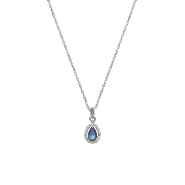925 Silver Sapphire Drop Pendant
