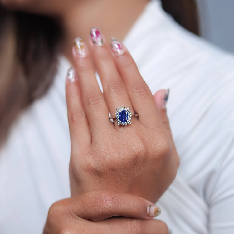 925 Silver Sapphire Glow Ring - 925 sterling silver ring by Tassya Silver